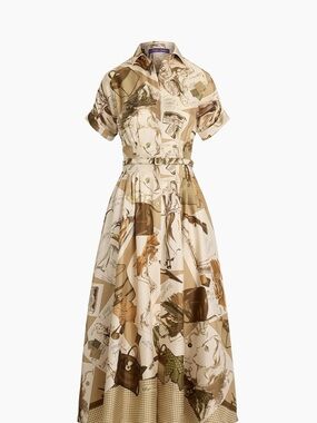 Ralph Lauren purple label Beige and Brown Printed Maxi Shirt Dress